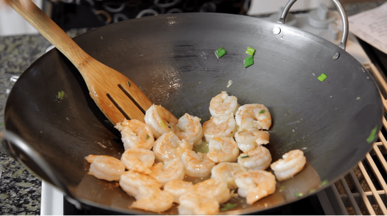Cooking Shrimp in Wok